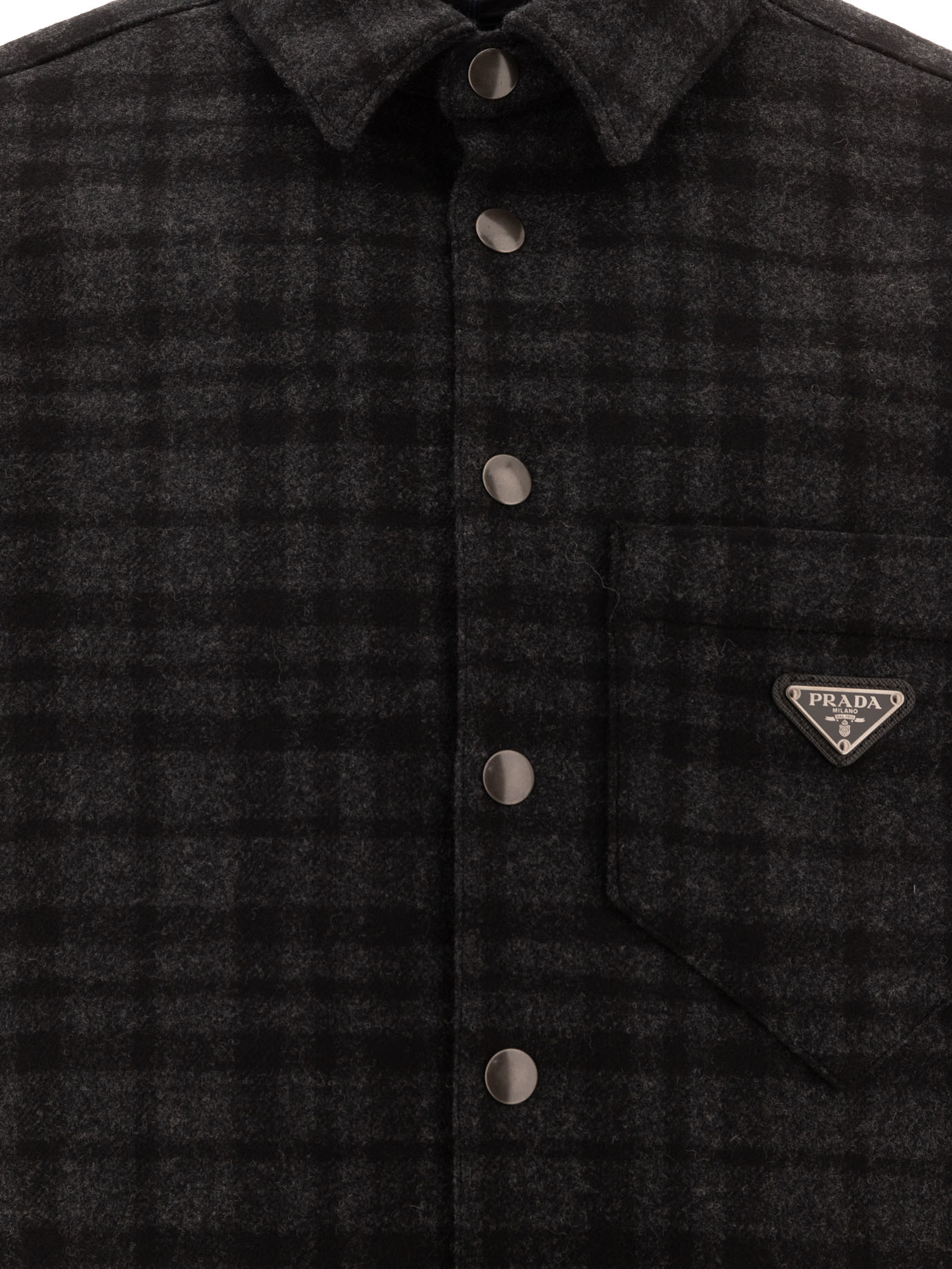 PRADA Grey Wool jacket with triangle logo